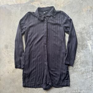 Volcom Romper Long Sleeve Women's M Black Striped One Piece Collared Jumpsuit